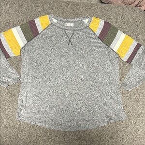 Colorful Striped Sleeve Long Sleeve Top